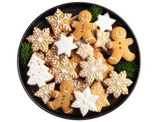  Christmas Cookie Tray with Various Decorated Shapes PNG