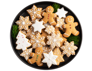  Christmas Cookie Tray with Various Decorated Shapes PNG