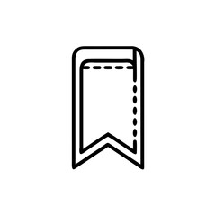 Outline bookmark icon with dashed dotted lines on symbol