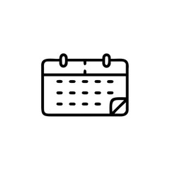 Outline icon a calendar with rounded corners a page curl graphic symbol