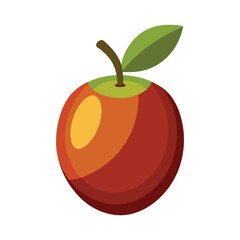 Illustration of a stylized apple with a leaf on a white background