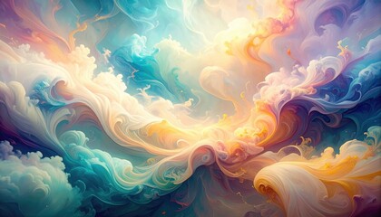 Abstract Colorful Swirling Paint Explosion