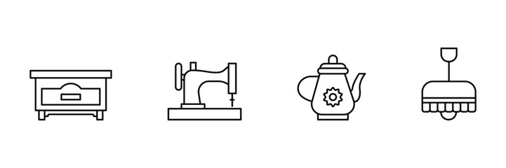 Vintage furniture appliance utility decorative household retro element icon vector illustration for interior antique design and nostalgic theme use.