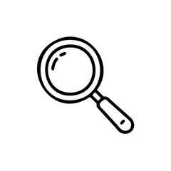 Outline magnifying glass icon on search find