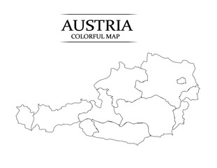 Outline Austria Map Illustration with Highlighted States