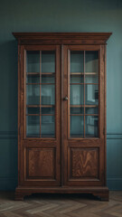 Elegant Wooden Display Cabinet with Glass Doors in a Stylish Interior Setting Enhancing Home Decor with Classic Charm