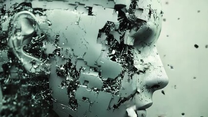 Artificial intelligence breaking apart, showing inner workings