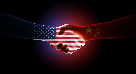 USA China handshake symbolizes global diplomacy and business partnership