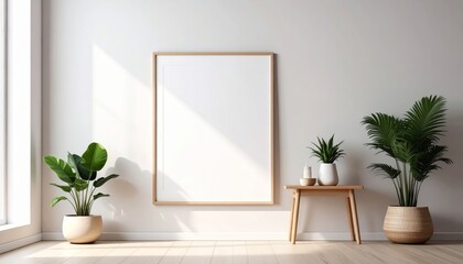 Empty white poster mockup, a blank canvas for creative design and advertising.