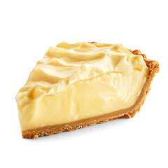 Slice of Creamy Custard Pie with Smooth Texture and Golden Crust