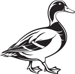 Black and White Duck Drawing – Clean and Simple Line Art Vector