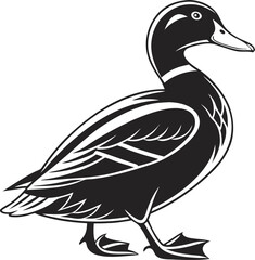 Black and White Duck Drawing – Clean and Simple Line Art Vector