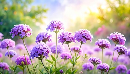 Radiant purple flowers basking in the warmth of sunlight, a captivating floral display.