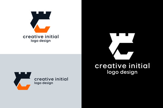 Vector illustration of a castle letter C logo design template