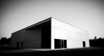 Fototapeta premium Monochromatic perspective of a minimalist building exterior, emphasizing its clean lines and geometric structure