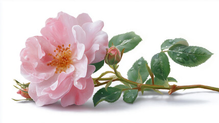Botanical illustration of blooming rose flower. natural perfume ingredient.