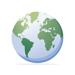 Fototapeta premium Illustrated Earth Globe Depicts Continents like Europe Africa Americas in Green Blue Hue