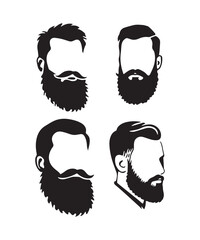 Silhouettes of Bearded Men with Stylish Haircuts