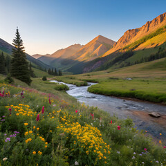 mountain landscape with lake