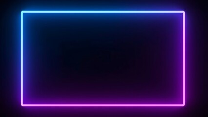 Photo of blue and purple neon rectangle border on dark background