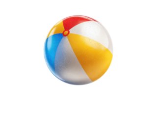 Colorful beach ball with water droplets floating on black background yellow, Isolated, Png Transparent Background