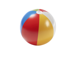 Colorful inflatable sphere with white valve beach ball, Isolated, Png Transparent Background
