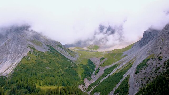 mountain landscape with clouds, time-laps 