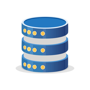 Isometric Data Server Stack: Blue Cylinders Representing Storage and Connection Points