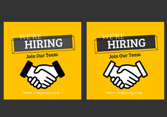 We are hiring job position square banner or social media post. Vacancy banner design find a job.Vector we are hiring job vacancy social media post banner design.