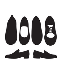Silhouettes of Various Shoe Styles in Black