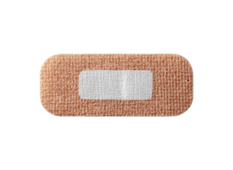 Adhesive bandage with white pad on textured fabric image, Isolated, Png Transparent Background
