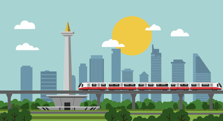 Obraz premium Jakarta City Skyline Vector Illustration – Welcome to Indonesia’s Capital