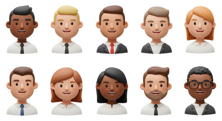 Diverse Cartoon Business People Portraits in Formal Attire 1.