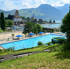 Outdoor Swimming Pool, Spiez, Bernese Oberland, 
Switzerland