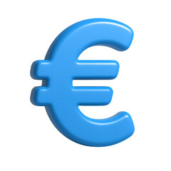 Obraz premium Blue Euro Currency Symbol 3D Icon