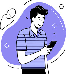 man with mobile, man working on mobile, man using mobile phone