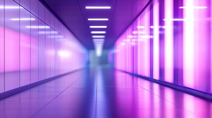 Fototapeta premium Neon Purple Corridor: Futuristic Interior Design