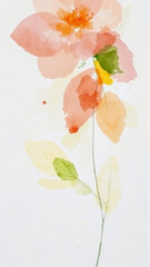 Delicate watercolor drawing of flowers in pastel colors on a light background