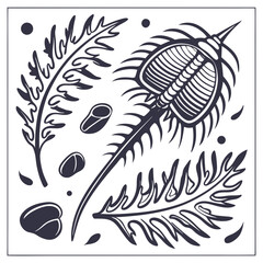 Illustration of ancient fossil, isolated on white background