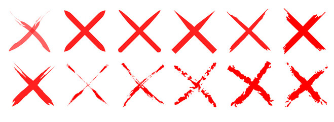 set of Hand drawn x marks. Set of grunge x sign. x cross