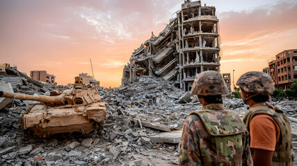 Soldiers Signaling a Ceasefire in the Conflict