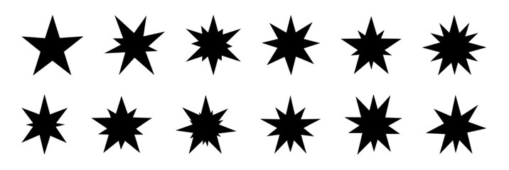 collection of unique star shapes silhouette