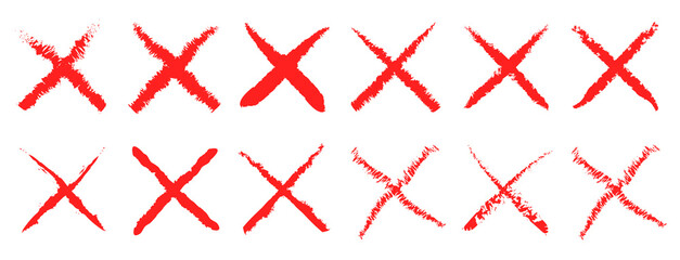 set of Hand drawn x marks. Set of grunge x sign. x cross