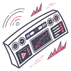 Vector art of futuristic dashboard interface with digital display and control panel