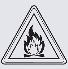 minimalist line art of a fire warning silhouette vector art illustration, fire danger sign