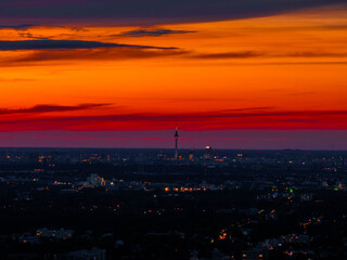 Obraz premium Berliner fernsehturm, Berlin TV Tower during sunset, Berlin Landscape, Germany