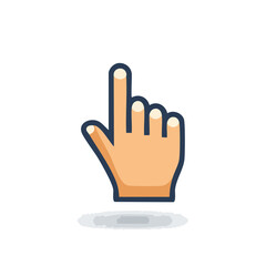 Cartoon hand cursor pointing up, isolated on black background, indicating direction or selection