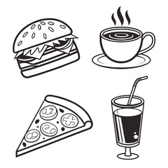 fast food icon set
