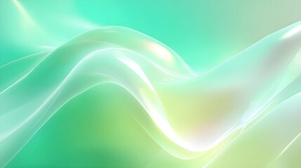 Abstract Modern Green Wave Background with Smooth Luminous Curves and Elegant Light Reflections