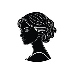 Elegant silhouette of a woman s profile with wavy hair
